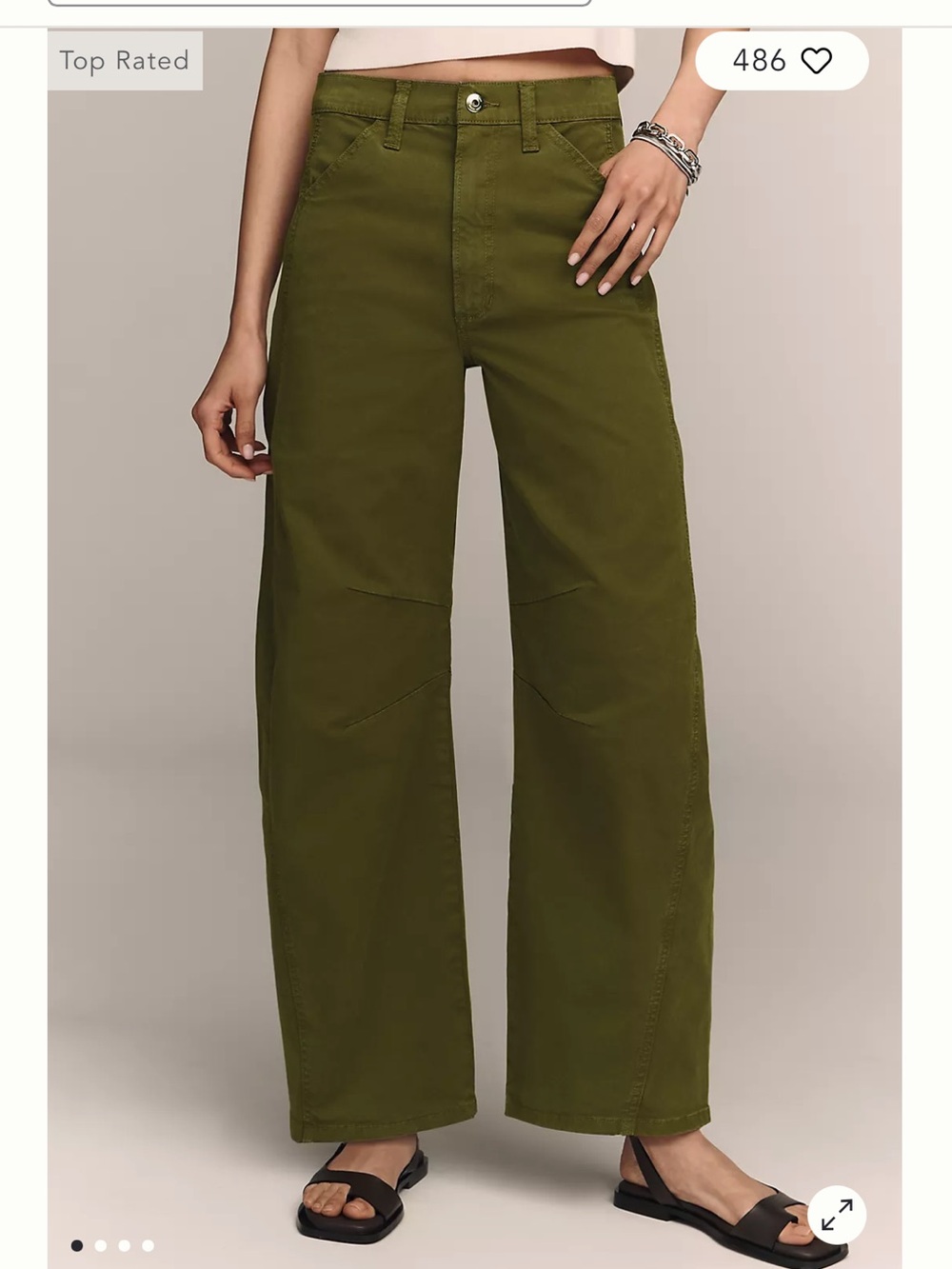 Anthropologie High-Rise Wide-Leg Jeans — Olive Green